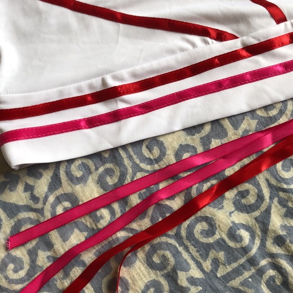 3 For $25 Y2K A. Byer White With Red and Pink Ribbon Halter Top - Picture 2 of 5